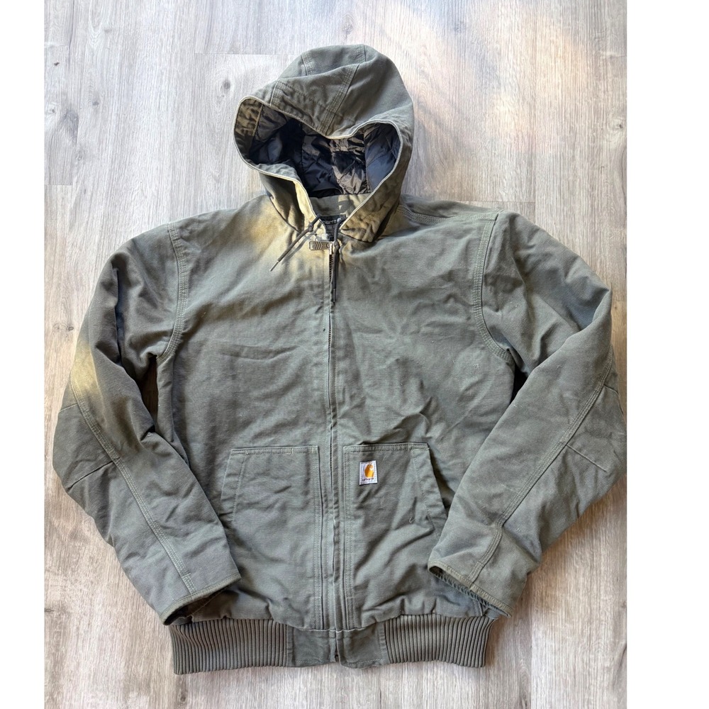 Carhartt J130-M Moss Green Washed Duck Insulated Active Jac Loose Fit Mens M